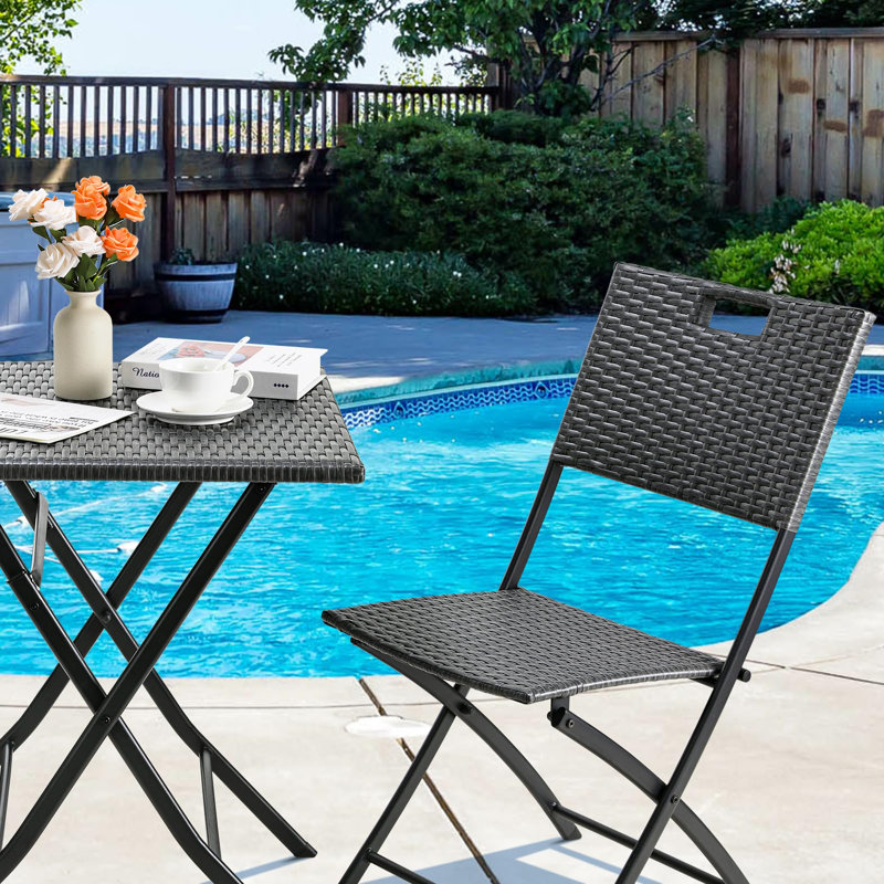 Square 3 - Piece 2 - Person 60Cm L Outdoor Bistro Set, Grey