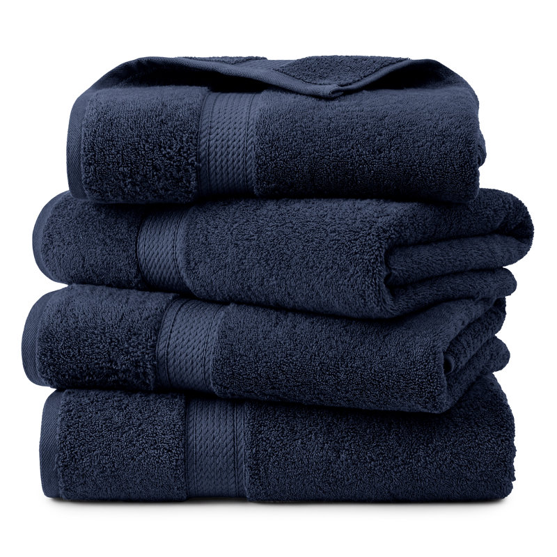 Serviette de bain de luxe en coton égyptien Donald, Marine