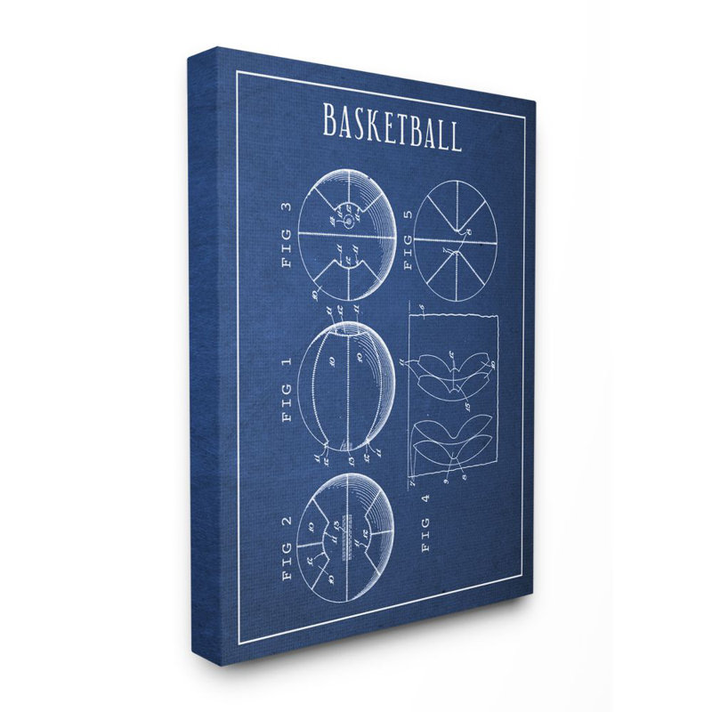 « basket blue rétro sports design » par daphné polselli, impression, H 48 po x l 36 po, Toile