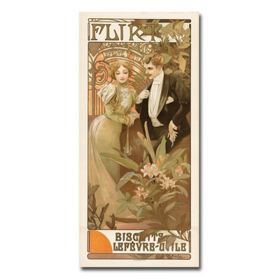 « flirt » par alphonse mucha affiche rétro sur toile