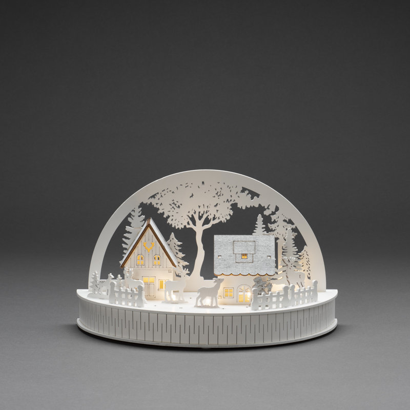 Houses and Reindeer LED Wooden Silhouette