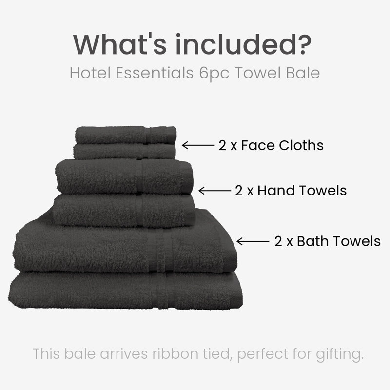 Chilson Essentials 6 Piece Towel Bale Set, Charcoal