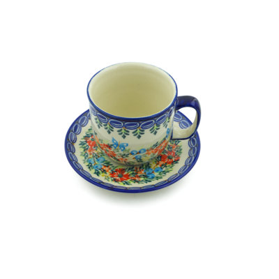 Ring Of Flowers Handmade Stoneware Teacup