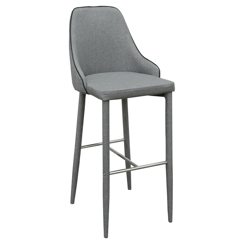 Lochlan Upholstered Bar Stool with Steel Frame, Grey