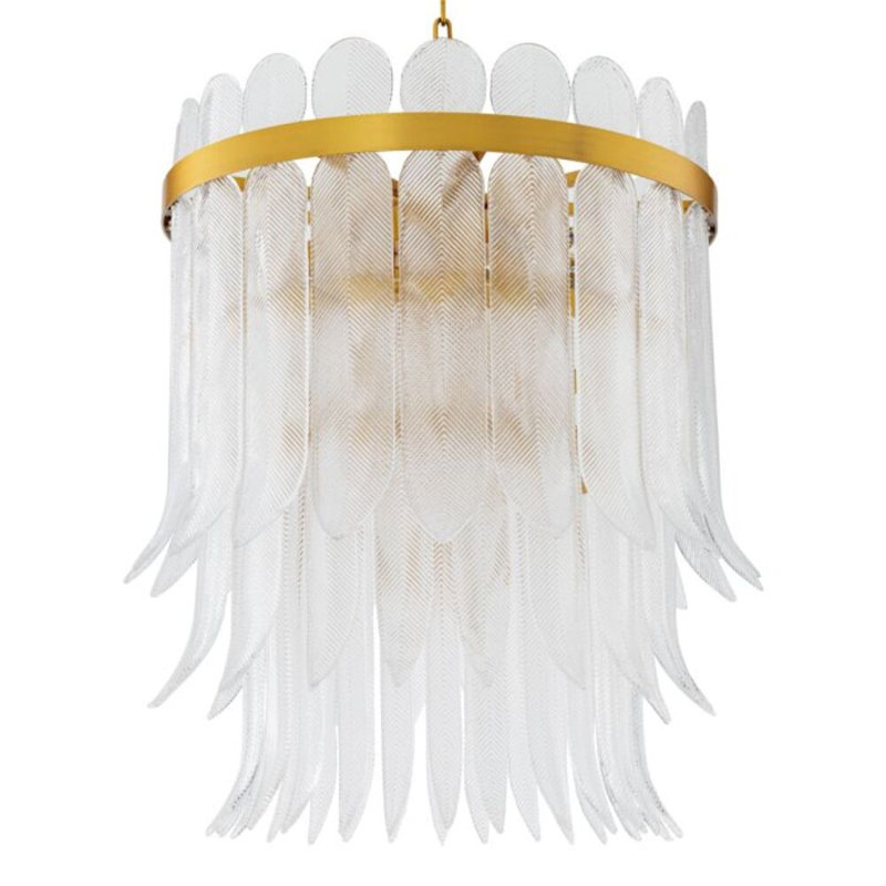 CDJ Chandelier Erika antique brass finish clear glass, 9, 90.75" H x 27.95" W x 27.95" D