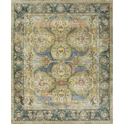 Oriental Area Rug in Camel And Green