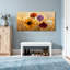 Plantes et fleurs, fleurs sauvages colorées dans un champ doré, art sur toile-2140782220