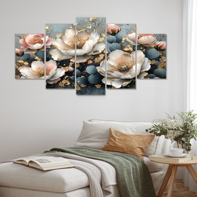 Danse printanière de fleurs de pivoines - art mural pivoines - art mural traditionnel pour le salon