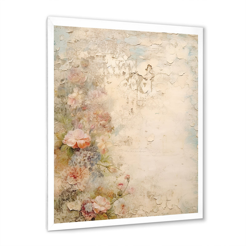 Bouquet rustique de roses roses, art mural - rose, H 40 po x l 30 po x P 1,5 po, Cadre photo unique, Blanc