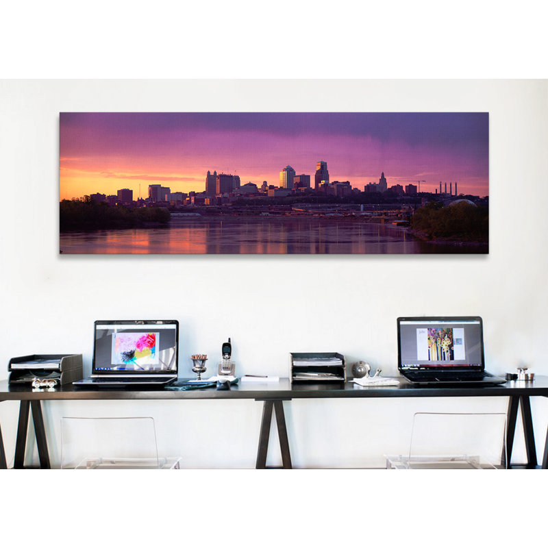 " Dawn Kansas City MO " by Panoramic Images, 16" H x 48" W x 1.5" D, Wrapped Canvas