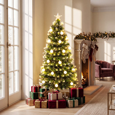 3 FT Fiber Optic Christmas Tree with 93 Branch Tips Topper Star Folding Metal Stand