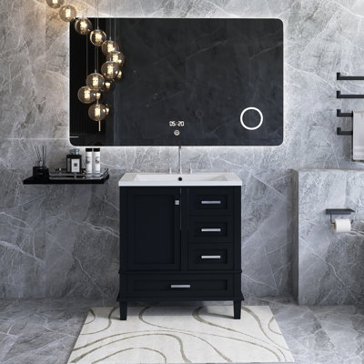 Meuble-lavabo moderne de 30 po avec porte à fermeture douce et 3 tiroirs