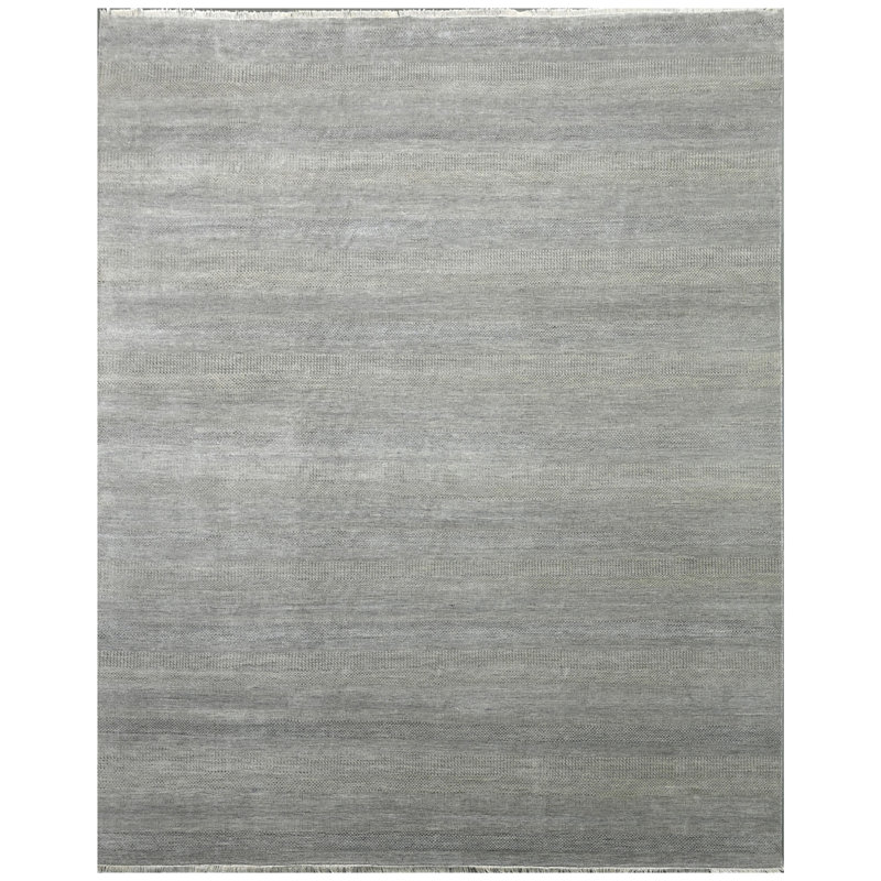 High-Quality Hand-Knotted Silver And Grey Area Rug