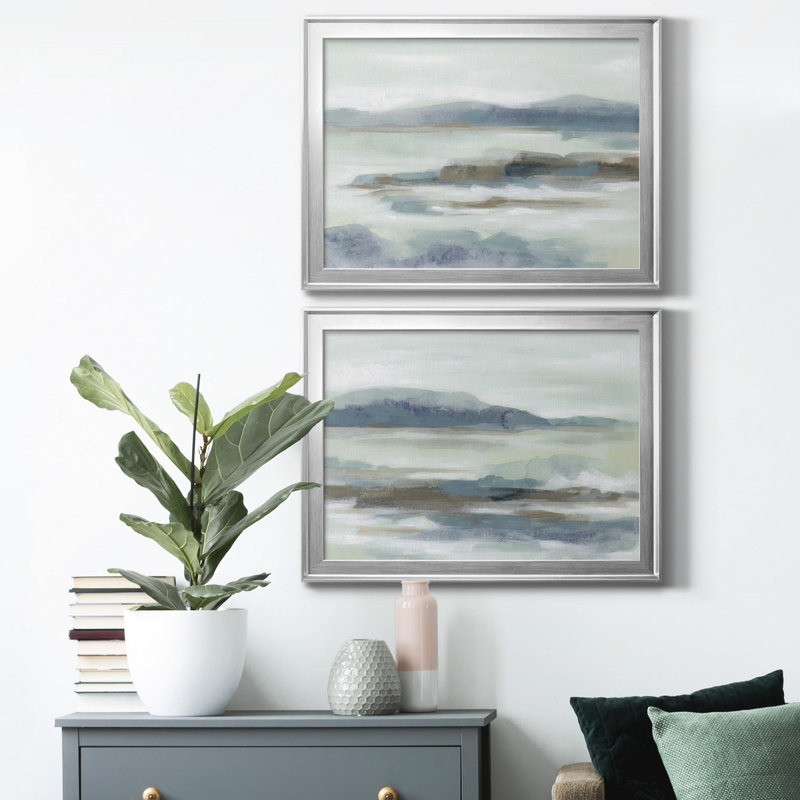 Soft Shores I - ensemble de 2 reproductions de cadres photo, H 30,5 po x l 45 po x P 1 po, Papier argenté