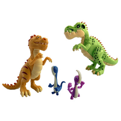 Gigantosaurus: Super Dino Friends Pack - 4 Pack - (5" Giganto, 5" Trex, 2" Bill, 2" Rocky), Dinosaur Toy Miniatures, Action Figures, Kids Ages 3+