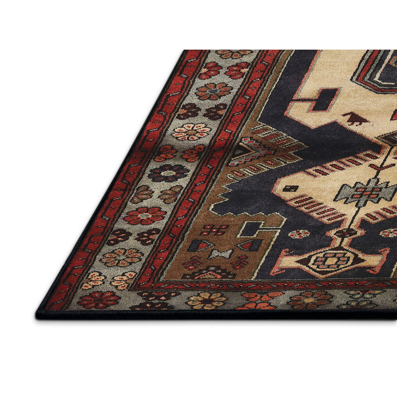Tapis brun et beige de style Sud-Ouest, Rectangle 6 pi x 9 pi
