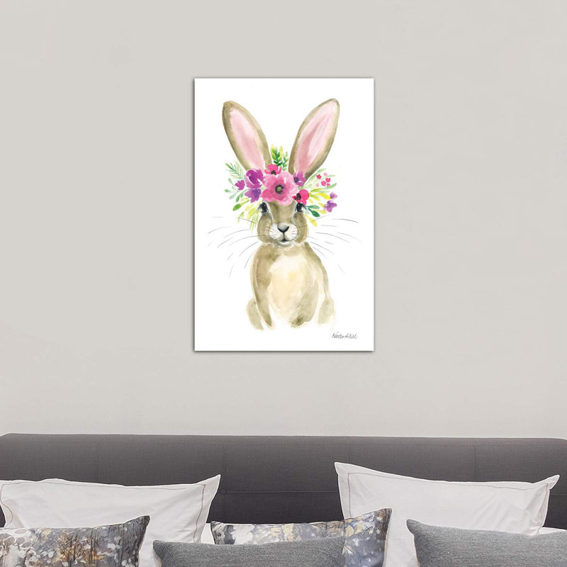 Floral Bunny by Kirsten Dill - Wrapped Canvas Painting, 66.04 cm H x 45.72 cm W x 3.175 cm D