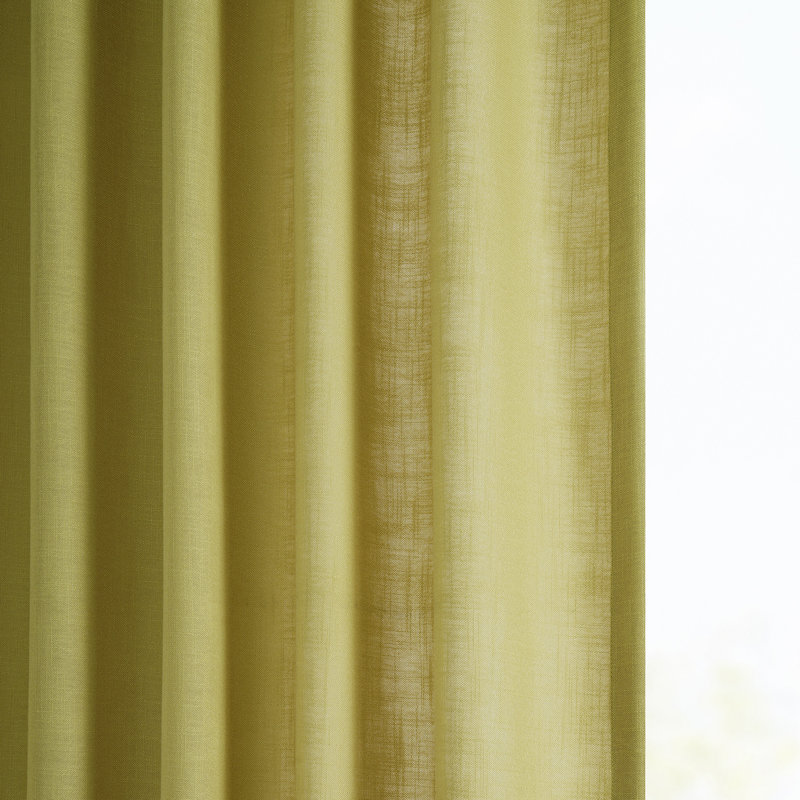 Oesha Faux Linen Curtains for Bedroom - Semi Sheer Curtain Window Single Panel Drape, 50" W x 108" L, Ochre