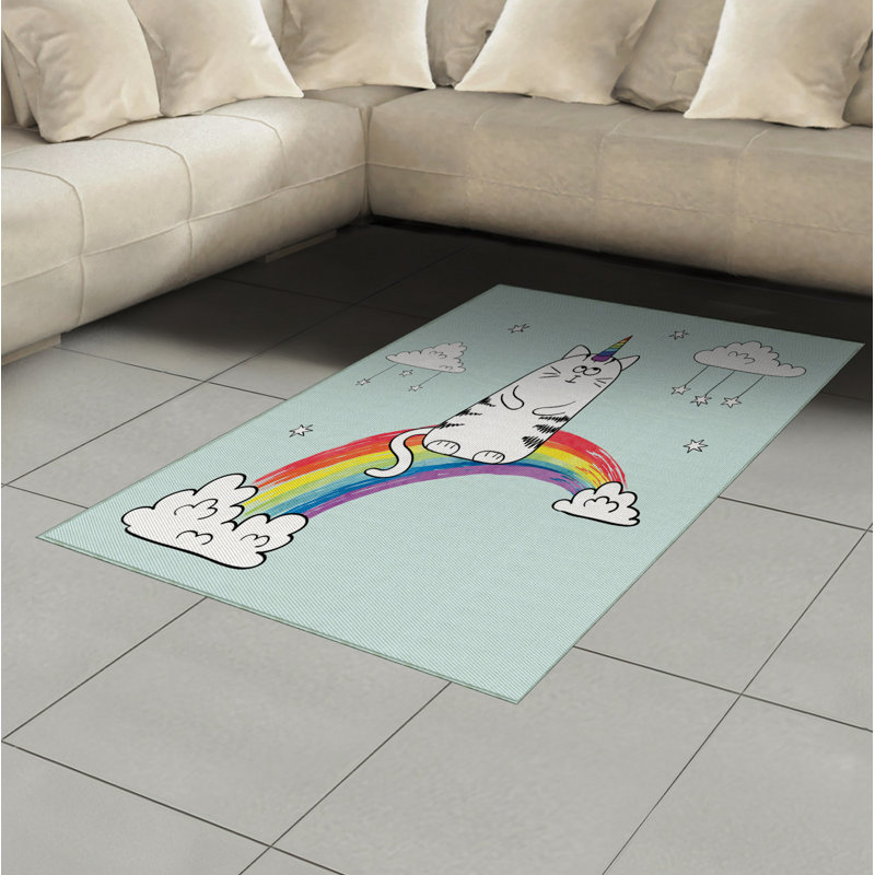 Tapis décoratif Fontenot Unicorn, Rectangle 2 pi 7 po x 5 pi
