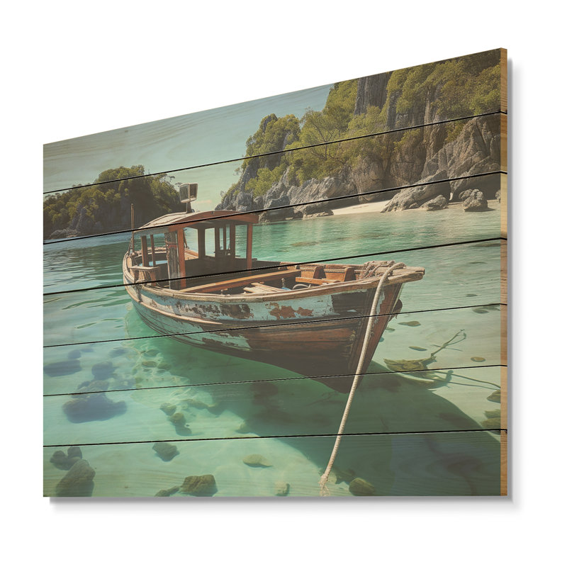 Krabis Coastal Cradle Tranquil Waters II - Beach On Wood Print, 30" H x 40" W x 0.78" D