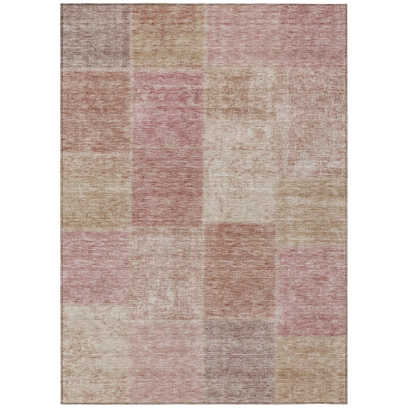 Tapis intérieur lavable patchwork 5 pi x 8 pi rose et mauve