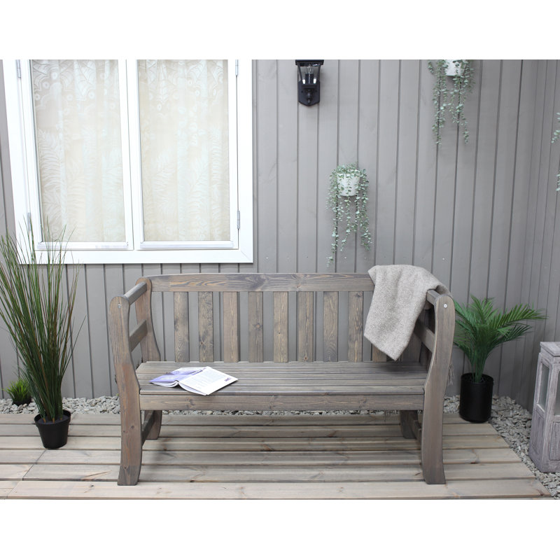 Clapen Solid Wood Pine Outdoor Bench, Ashgrey