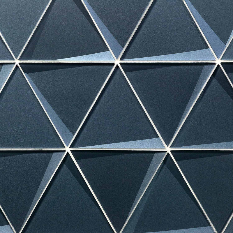 Remington 6” Triangle 3D Glass Mosaic Tile, Midnight Blue
