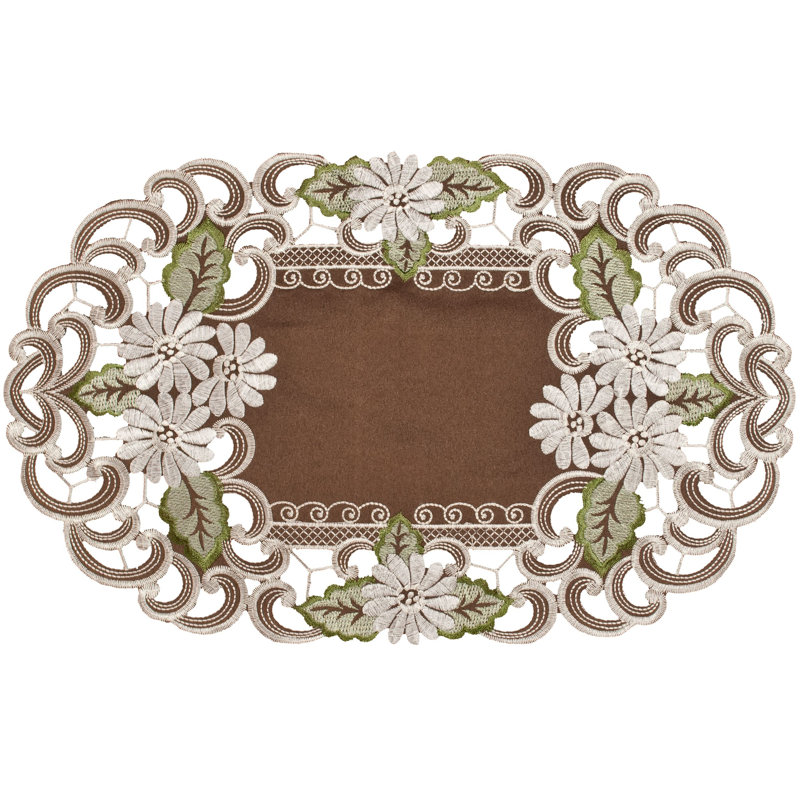 Brodé blanc Broward brodé de feuilles vertes et brunes (11 po x 17 po)