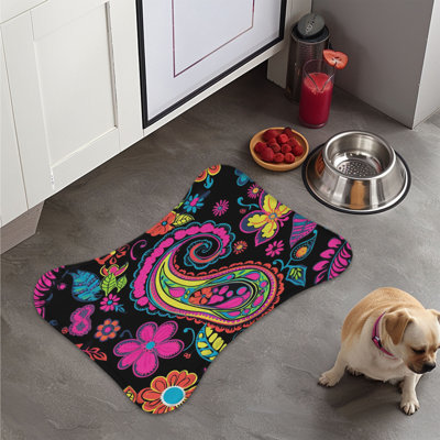 Tapis d'alimentation à motif de motif cachemire noir 1 pièce
