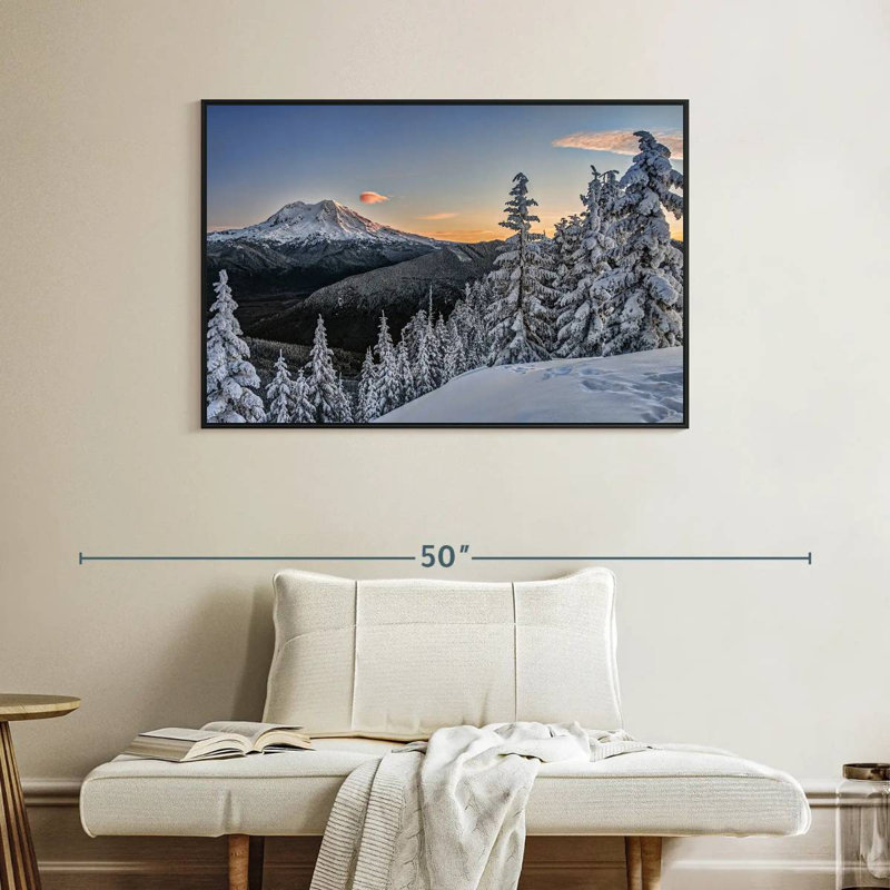 Mont Rainier Sunrise, Cadre flottant noir, 40 po x 27 po