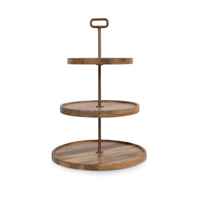 Tapas 3-Tiered Mango Wood Serving Tray Danchak