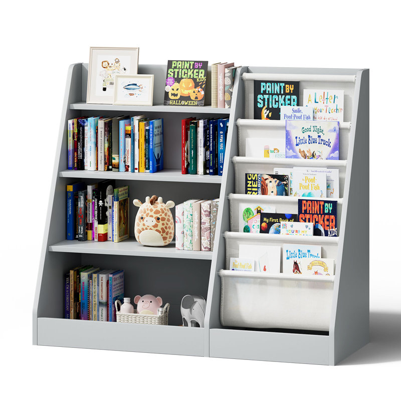 Bathelda Standard Bookcase, Storage Book Rack, Organizer Cabinet, Book Display, Grey, (4 Shelves) 80cm H x 90cm W x 40cm D