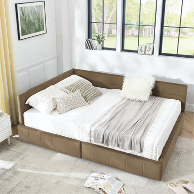 Grand lit capitonné avec rangement capitonné, cadre de canapé-lit avec dossier et accoudoirs confortables, grand lit pour chambre à coucher, salon, velours