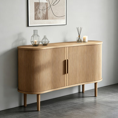 Buffet avec armoire de rangement 55 "avec porte coulissante et pieds en bois massif pour cuisine, salon et chambre à coucher