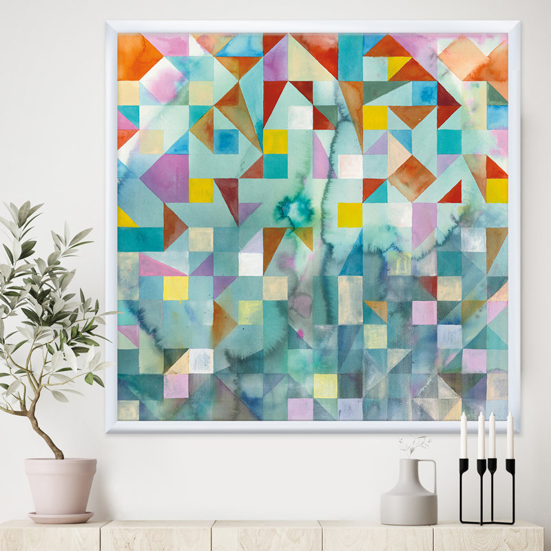 « modern patchwork »-cadre photo imprimé sur toile, H 30 po x l 30 po x P 1 po, Cadre blanc