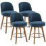 26" 4PCS Swivel Upholstered Counter Stool With Solid Wood Frame And Mid Back