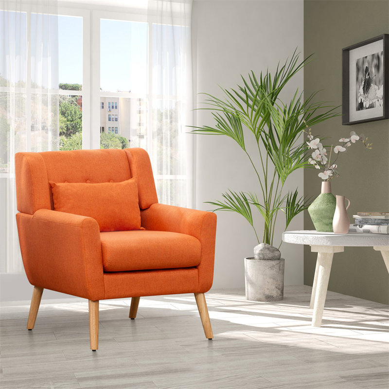 Fauteuil capitonné l 28,8 po Chineye, Mélange de polyester orange