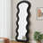 Flannel Full Length Wave  Floor Mirror With Stand For Bedroom Living Room Hanging Or Against The Wall Black-1156120275