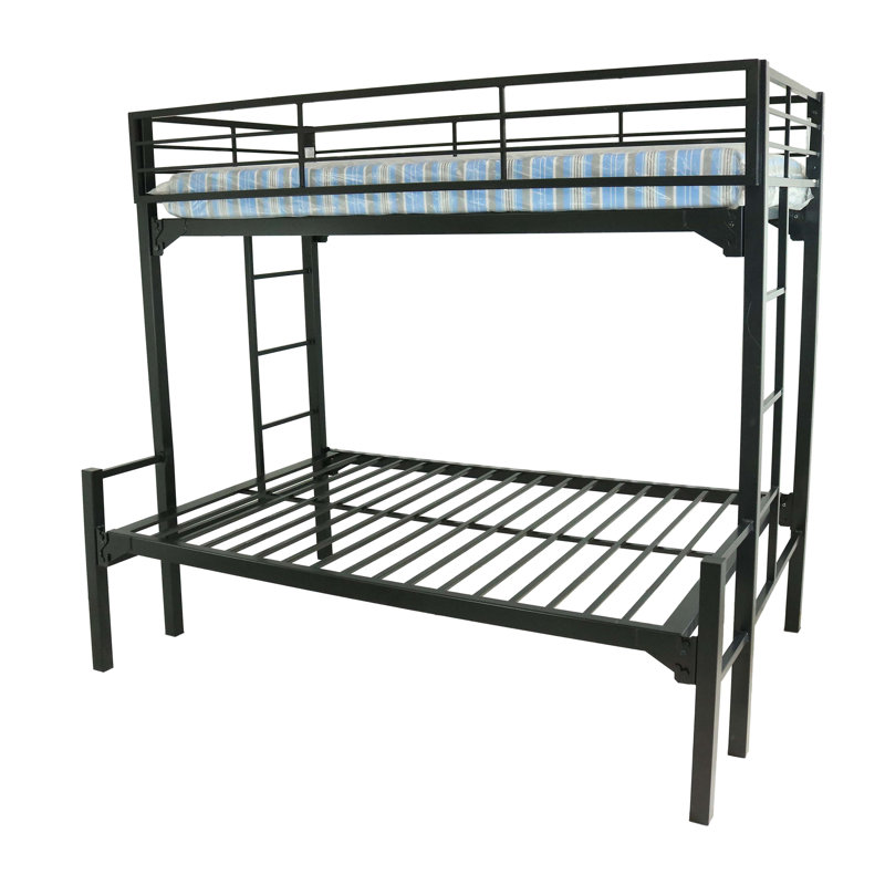 Assumpta University 2" Heavy Duty Steel Bunk Bed with Built-in Guardrails & Ladders, Twin Over Full