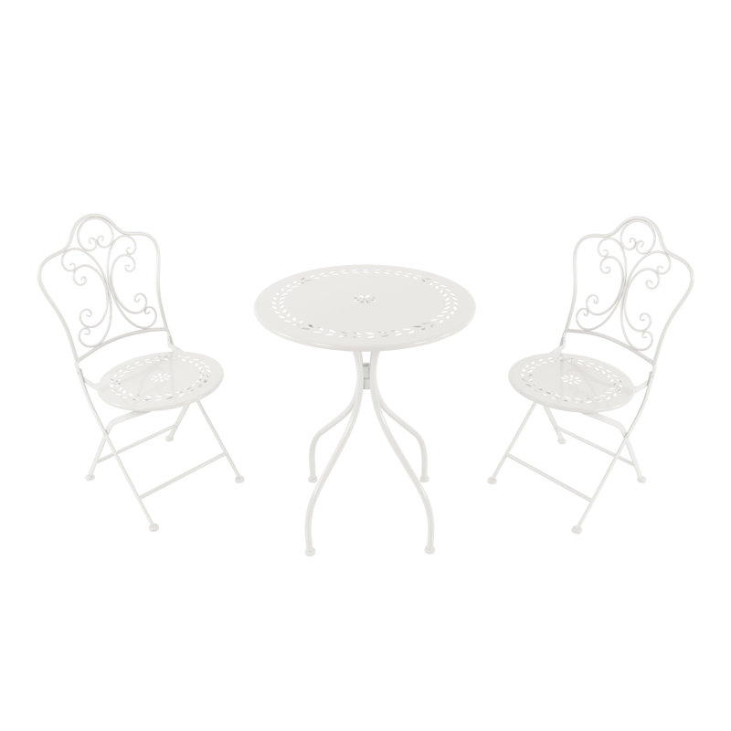 Suzanne 2 - Person Metal Patio Dining Set with Round Table, White