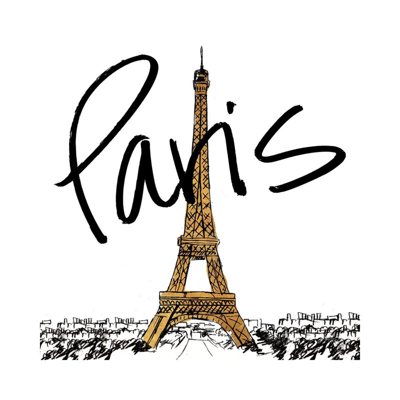 «Gold Eiffel in Paris» par Nicholas Biscardi - peinture sur toile tendue, H 12 po x l 12 po x P 0,75 po