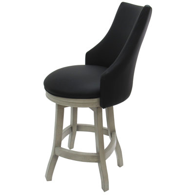 Swivel Upholstered Counter Stool with Solid Wood Frame