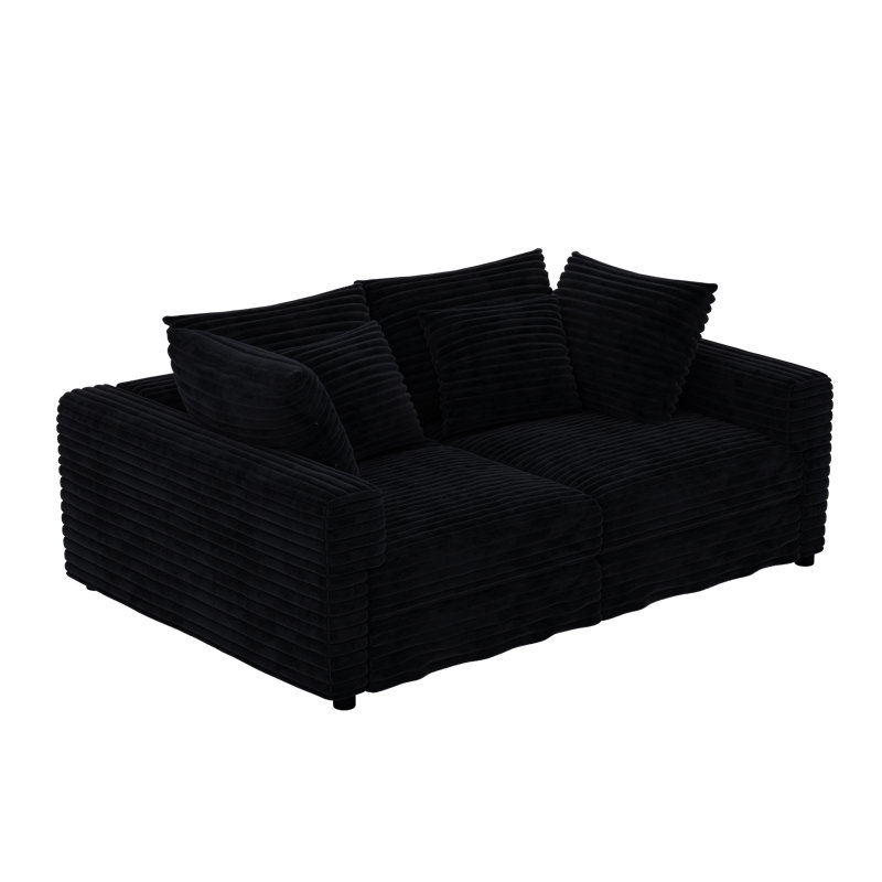 Canapé modulaire surdimensionné en velours côtelé 7 places, Noir