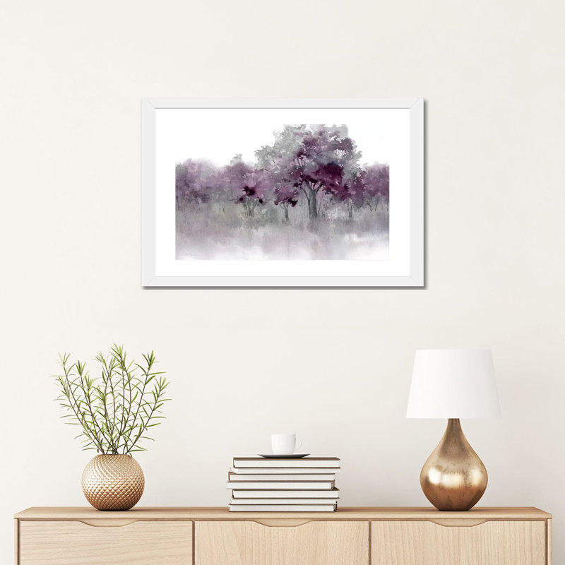 «Water's Edge II - Mauve» par Carol Robinson - reproduction imprimée, H 16 po x l 24 po, Blanc