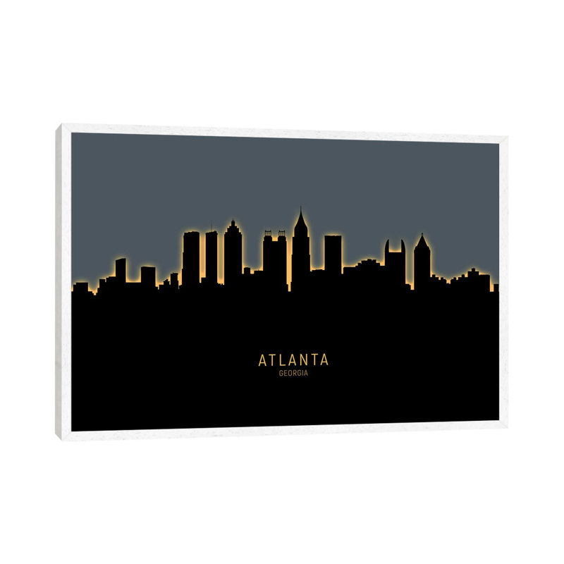 Atlanta Georgia Skyline Glow Orange by Michael Tompsett - Print on Canvas, 101.6cm H x 152.4cm W x 3.81cm D