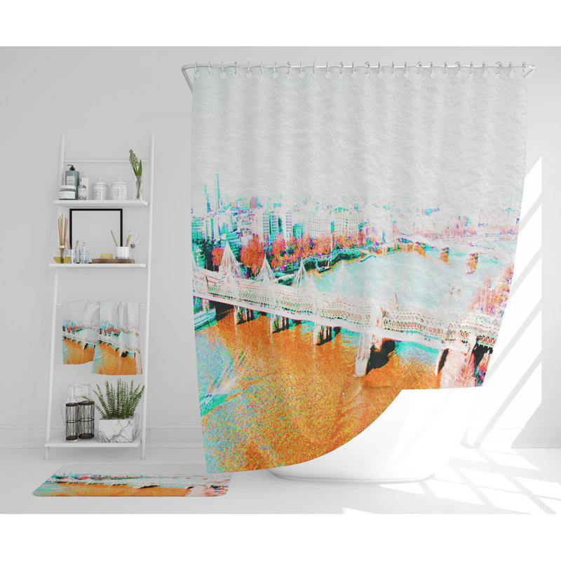 Neaven Polyester Shower Curtain Set, Orange