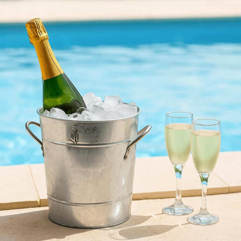 Seau à glace de 4 litres avec pelle et couvercle, seau à glace isolé à double paroi pour les fêtes, bar à cocktail, refroidisseur à vin, cuve à boisson avec poignées de transport, utilisation intérieure et extérieure