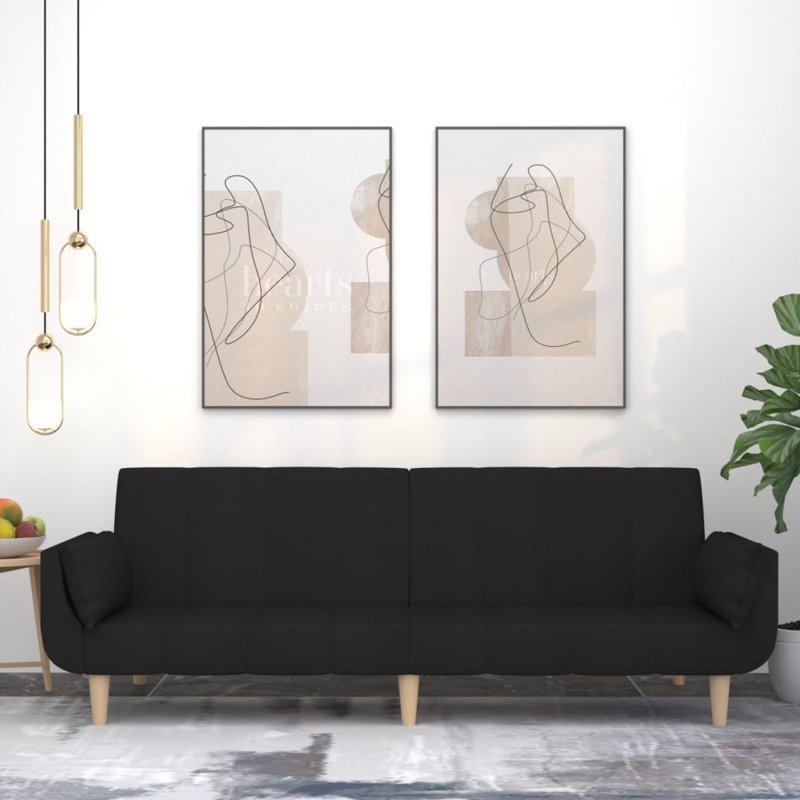 Upholstered 86.6'' Sofa, Black Polyester