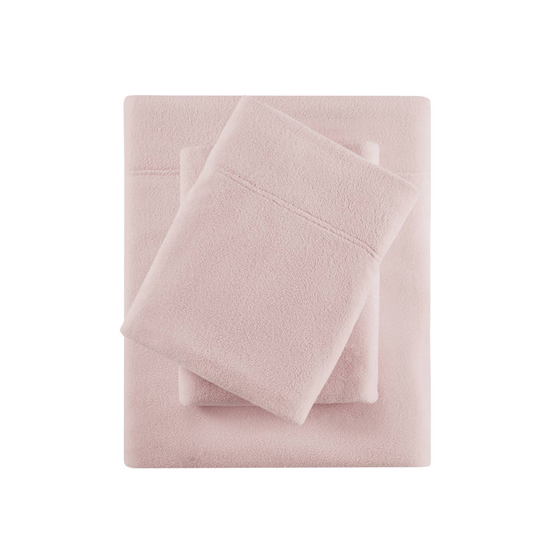 California King Blush Microfiber Fleece Sheet Set