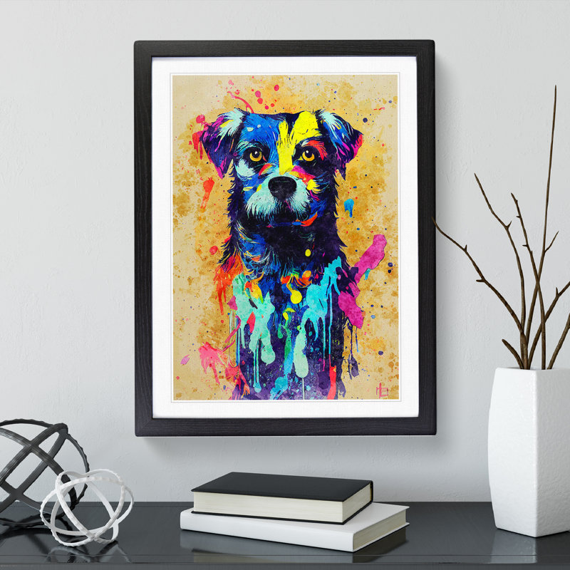 Dog Paint Splash No.4 - Framed Print, Black, 46cm H x 34cm W x 2cm D